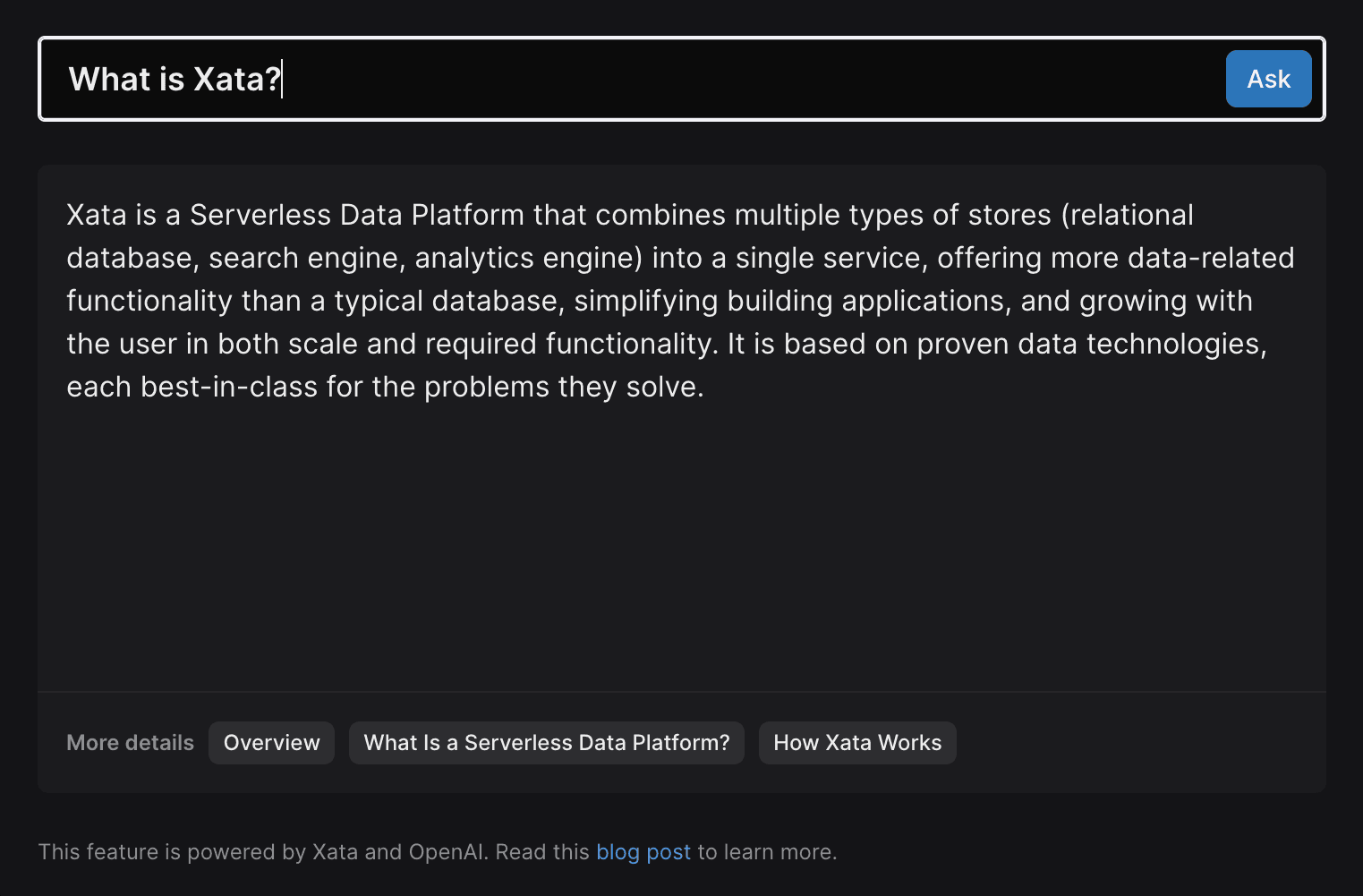 Question for the Xata bot: What is Xata?